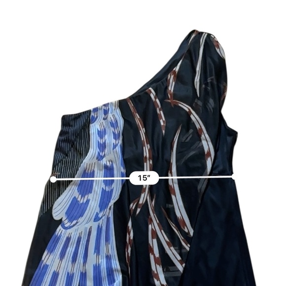 Vintage 60's Black Abstract Scarf One Shoulder Dress Theme Size S - Picture 10 of 12